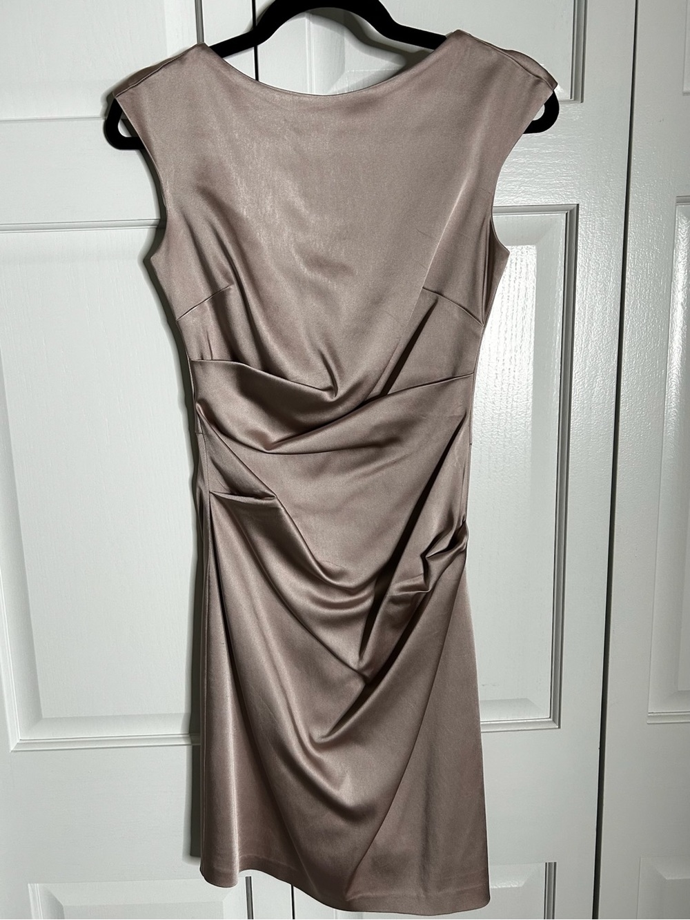 BHLDN Mauve-Taupe Draped Midi Sheath Dress